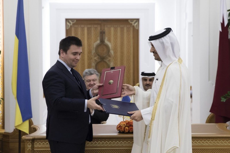 Павло Клімкін та Віце-прем’єр-міністр, Міністр закордонних справ Держави Катар шейх Мухаммед бін Абдулрахман Аль Тані підписали Угоду про взаємне скасування візових вимог